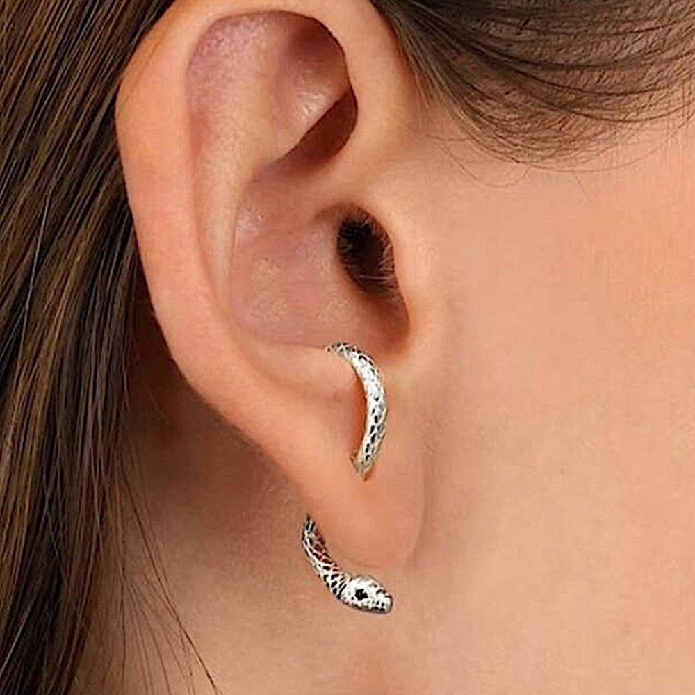 Silver Snake Earrings Creative Design Trendy